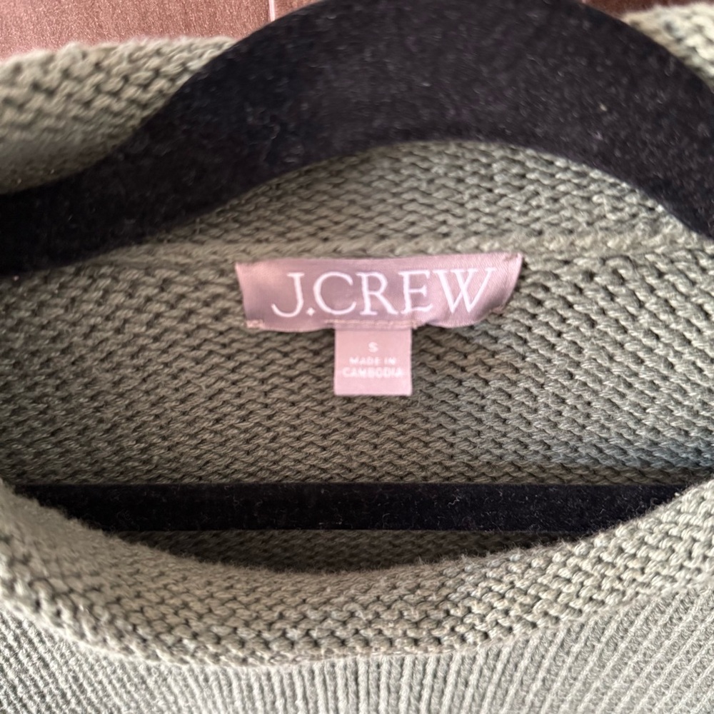J. Crew Women’s Sage Olive Green Rollneck Sweater, Cropped, Size S, 100% Cotton - Picture 2 of 8